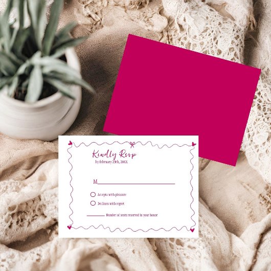 Hand getrokken krabbelillustraties Bruiloft RSVP Kaartje