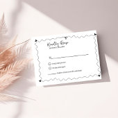 Hand getrokken krabbelillustraties Bruiloft RSVP Kaartje