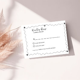 Hand getrokken krabbelillustraties Bruiloft RSVP Kaartje