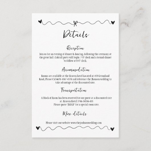 Hand getrokken krabbelillustraties informatiekaartje (Voorkant)