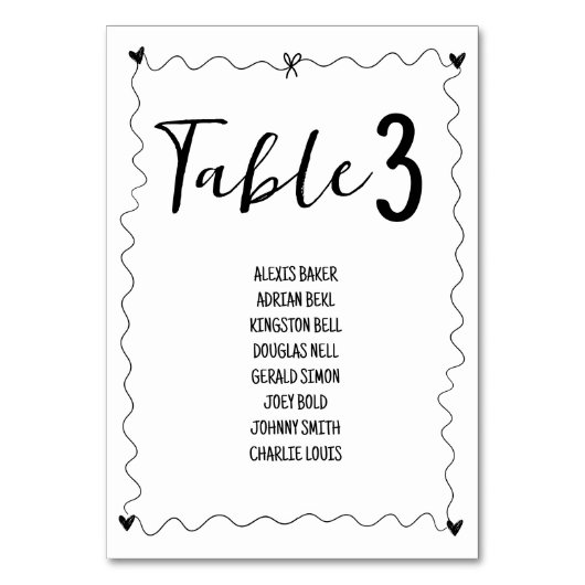 Hand getrokken krabbelillustraties Naam Bruiloft Kaart (Voorkant)