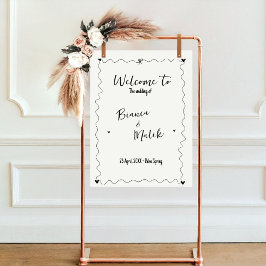 Hand getrokken krabbellijn illustraties bruiloft poster