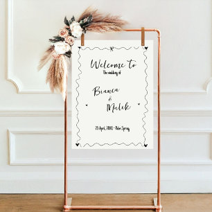 Hand getrokken krabbellijn illustraties bruiloft poster