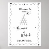 Hand getrokken krabbellijn illustraties bruiloft poster (Voorkant)