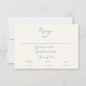 Hand getrokken krabbellijn kleurrijke blauwe bruil RSVP kaartje (Voorkant)