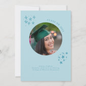 Hand getrokken krakende lijn blauwe afstudeerfeest kaart (Achterkant)