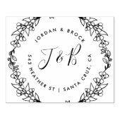 Hand getrokken krans bruiloft Initialen retour adr Rubberstempel (Afrduk)