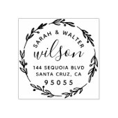 Hand getrokken krans bruiloft paar retour adres rubberstempel (Afrduk)