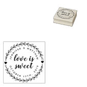 Hand getrokken krans & Elegant Script trouwdatum Rubberstempel (Gestempeld)