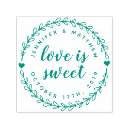 Hand getrokken krans & Elegant Script trouwdatum Zelfinktende Stempel