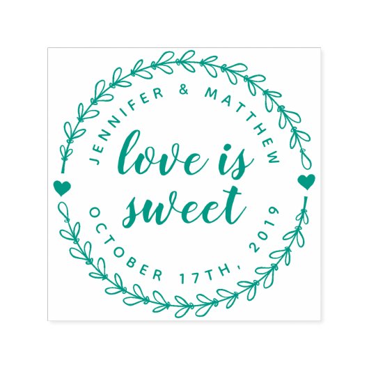 Hand getrokken krans & Elegant Script trouwdatum Zelfinktende Stempel (Design)