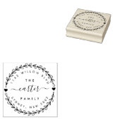 Hand getrokken krans familienaam retouradres rubberstempel (Gestempeld)