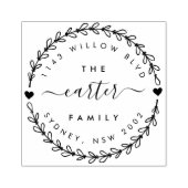 Hand getrokken krans familienaam retouradres rubberstempel (Afrduk)