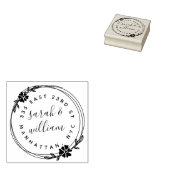 Hand getrokken krans getrouwd paar retour adres rubberstempel (Gestempeld)