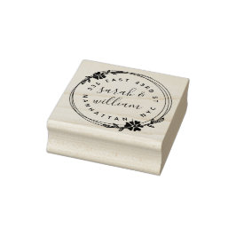 Hand getrokken krans getrouwd paar retour adres rubberstempel