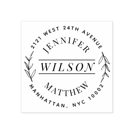 Hand getrokken krans Leuke familienaam retouradres Rubberstempel (Afrduk)