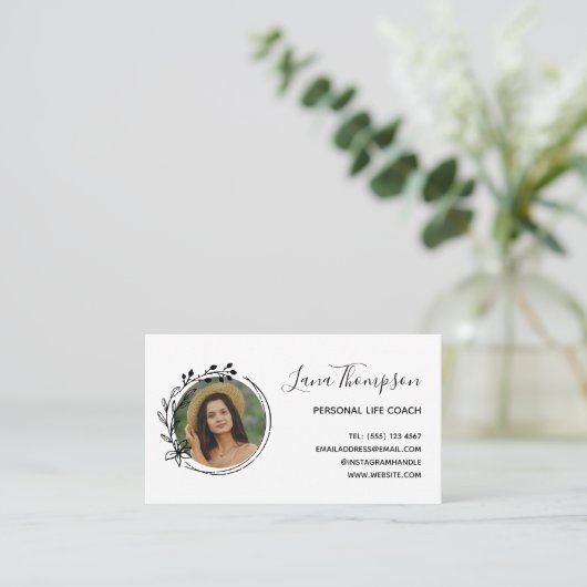  Hand Getrokken Krans met Foto Visitekaartje (Staand voorkant)