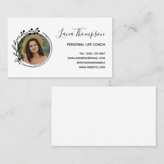  Hand Getrokken Krans met Foto Visitekaartje (Voorkant / Achterkant)