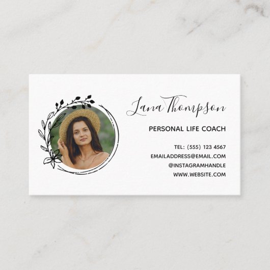 Hand Getrokken Krans met Foto Visitekaartje (Voorkant)