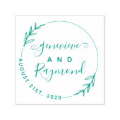 Hand-getrokken krans & Modern Script trouwdatum Zelfinktende Stempel (Design)