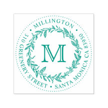 Hand-getrokken krans Monogram Rond Terugkeeradres