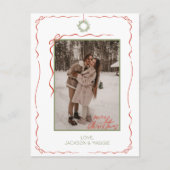 Hand getrokken krans rode boog foto kerst Briefkaa Feestdagenkaart (Voorkant)