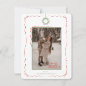 Hand getrokken krans rode boog foto kerst Kaart (Voorkant)