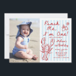 Hand getrokken kreeft 1e verjaardag foto uitnodigi kaart<br><div class="desc">Hand getrokken kreeft 1e verjaardag foto uitnodiging</div>