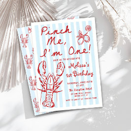 Hand getrokken kreeft 1e verjaardag uitnodiging