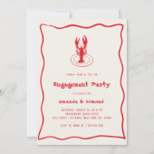 Hand getrokken kreeft Seafood Theme Engagement Par Kaart (Voorkant)