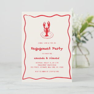 Hand getrokken kreeft Seafood Theme Engagement Par Kaart