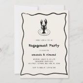 Hand getrokken kreeft Seafood Theme Engagement Par Kaart (Voorkant)