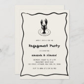 Hand getrokken kreeft Seafood Theme Engagement Par Kaart (Voorkant / Achterkant)