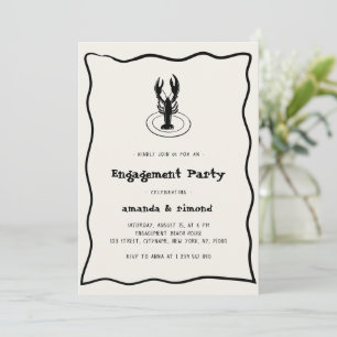 Hand getrokken kreeft Seafood Theme Engagement Par Kaart