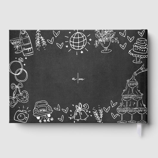 Hand getrokken krijt grillige bruiloft gastenboek (Achterkant)