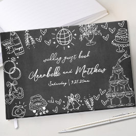 Hand getrokken krijt grillige bruiloft gastenboek