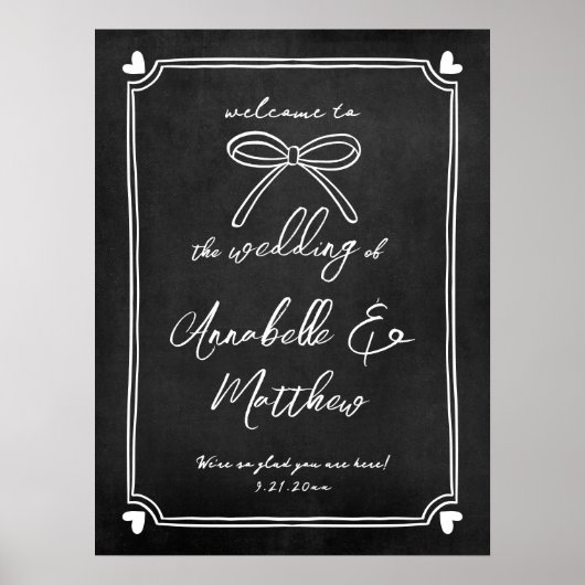 Hand getrokken krijt grillige bruiloft welkom teke poster (Voorkant)
