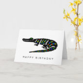 Hand getrokken KROKODIL - Wildlife - Natuur Kaart (Gele Bloem)