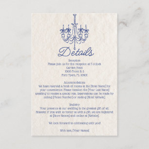 Hand Getrokken Kroonluchter Wedding Details Informatiekaartje