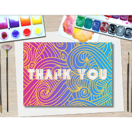 Hand getrokken krullend Abstract patroon Bedankkaart