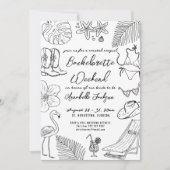 Hand getrokken Kust Cowgirl vrijgezellenfeest Kaart (Voorkant)