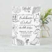 Hand getrokken Kust Cowgirl vrijgezellenfeest Kaart (Staand voorkant)