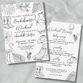 Hand getrokken Kust Cowgirl vrijgezellenfeest Kaart