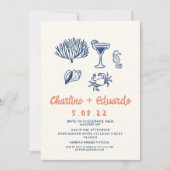 Hand getrokken Kust Retro Bruiloft uitnodiging (Voorkant)