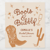 Hand getrokken laarzen en Bubble Vrijgezellenfeest Wijn Etiket (Enkel label)