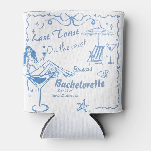 Hand getrokken laatste toast op de kust Bacheloret Blikjeskoeler (Voorkant)