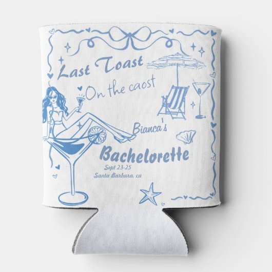 Hand getrokken laatste toast op de kust Bacheloret Blikjeskoeler (Achterkant)