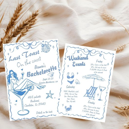 Hand getrokken laatste toast op de kust Bacheloret Kaart