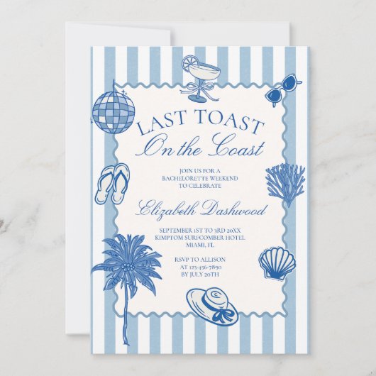 Hand getrokken laatste toast op de kust Bacheloret Kaart (Voorkant)