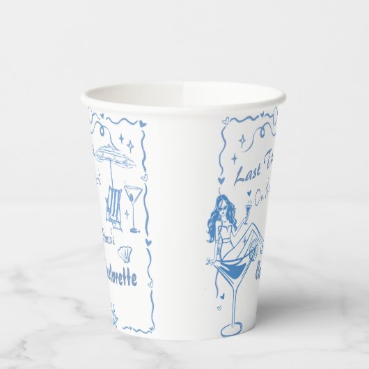 Hand getrokken laatste toast op de kust Bacheloret Papieren Bekers (Links)